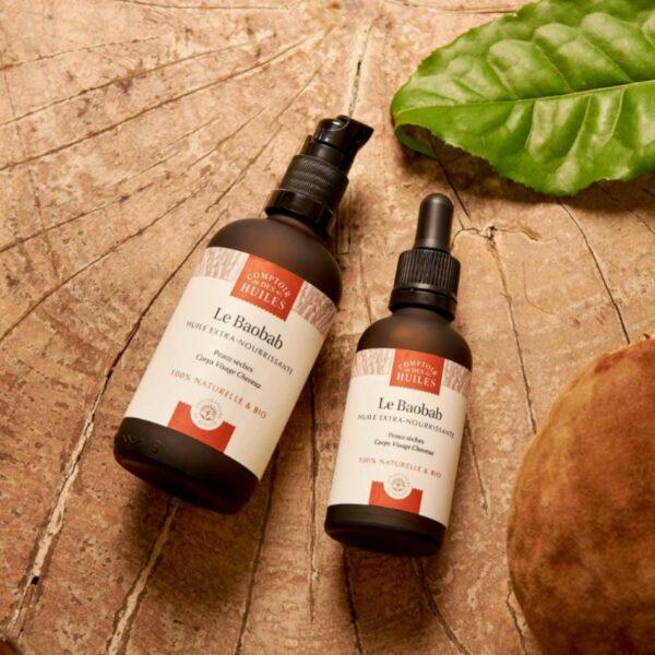 Huile de Baobab BIO COMPTOIR DES HUILES - deux formats de bouteilles