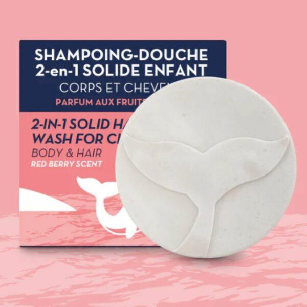 Shampoing douche enfant fruits rouges THE GREEN EMPORIUM - fond rose